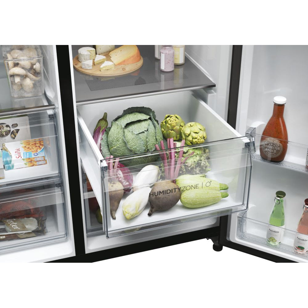 Haier SBS 90 Series 5 601L Frost Free Freestanding American Fridge Freezer - Slate Black | HSW59F18EIPT from Haier - DID Electrical
