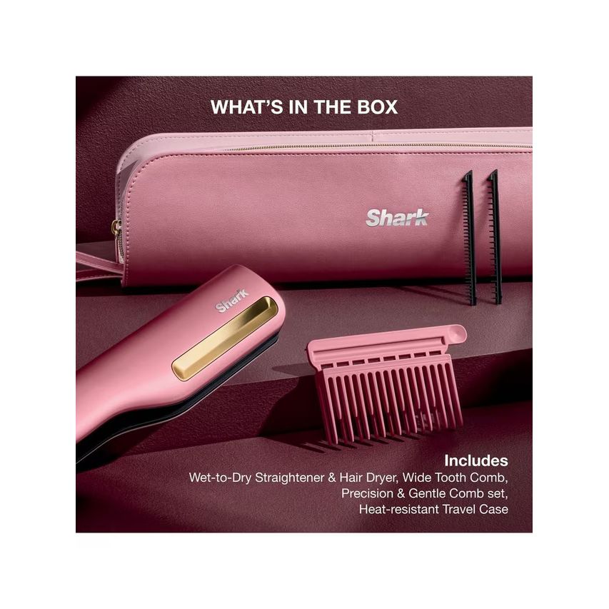 Shark SilkiPro Wet-To-Dry Ceramic Hair Straightener - Rose Petal | HT401UKPK from Shark - DID Electrical