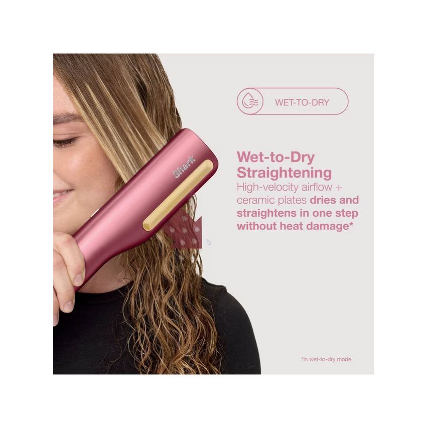Shark SilkiPro Wet-To-Dry Ceramic Hair Straightener - Rose Petal | HT401UKPK from Shark - DID Electrical