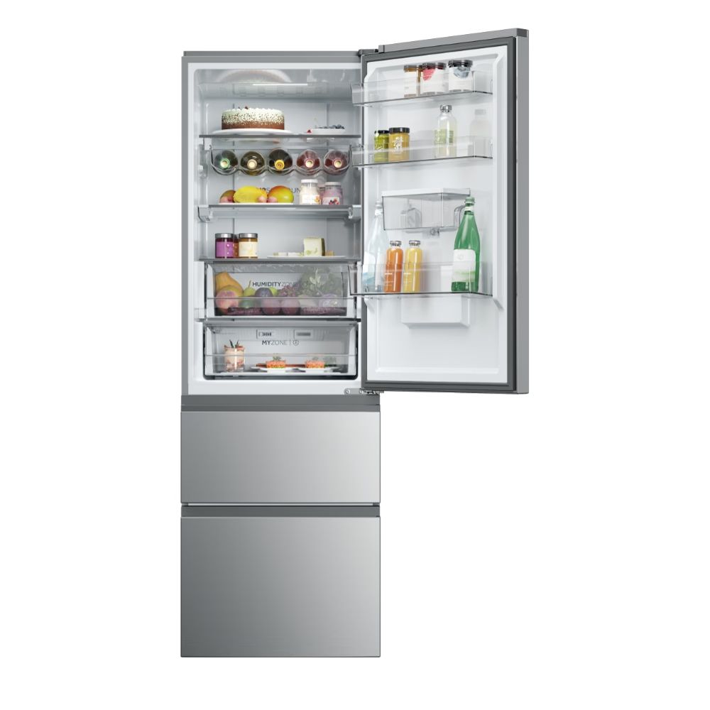 Haier 357L Frost Free Freestanding Fridge Freezer - Inox | HTW5618DWMG from Haier - DID Electrical
