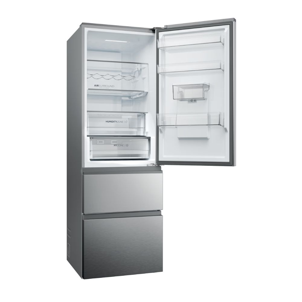 Haier 357L Frost Free Freestanding Fridge Freezer - Inox | HTW5618DWMG from Haier - DID Electrical