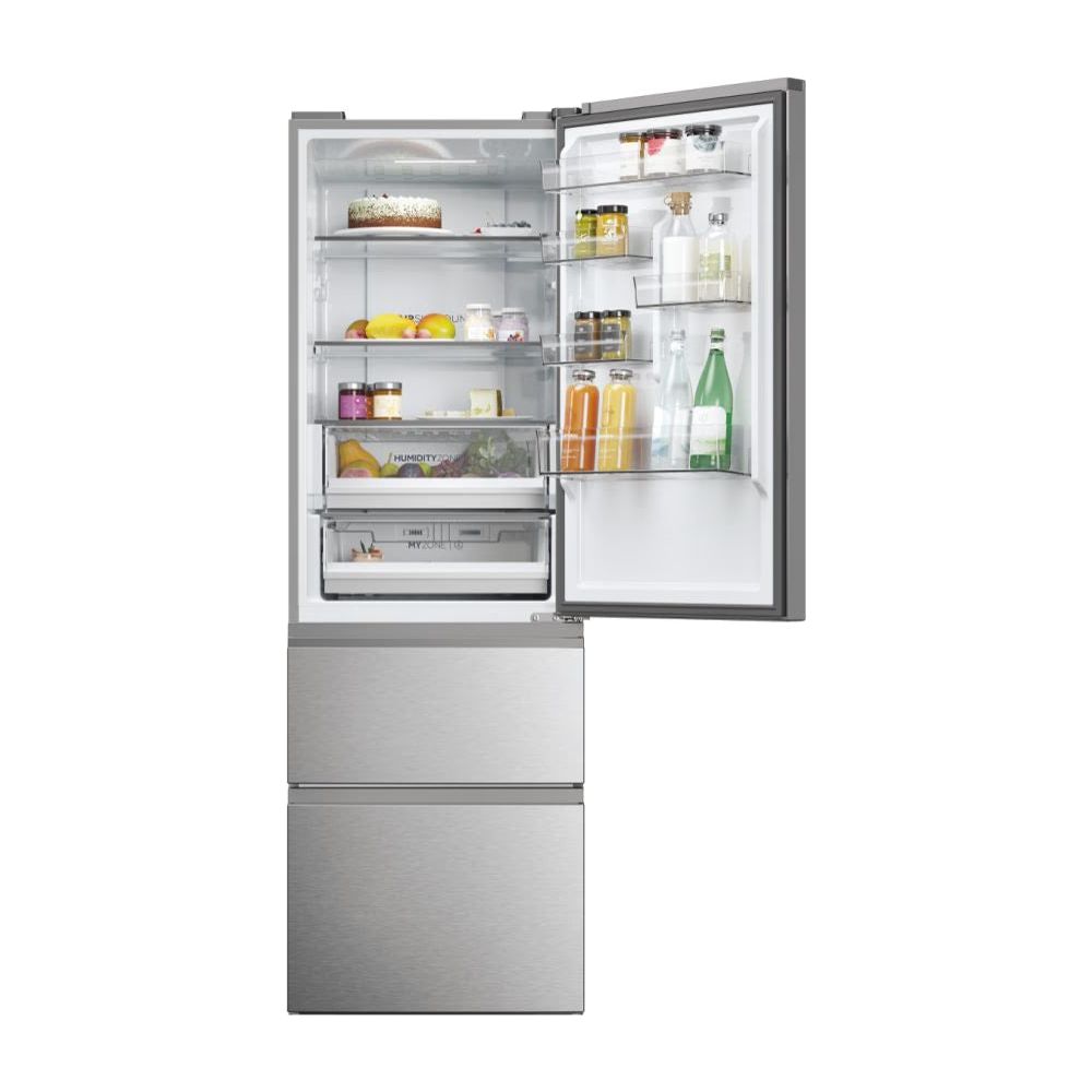 Haier 3D 60 Series 5 360L Freestanding Fridge Freezer - Silver | HTW5618ENMG from Haier - DID Electrical