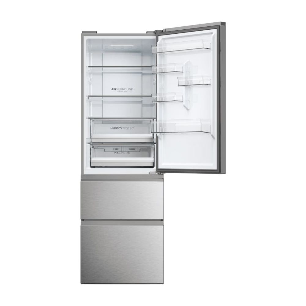 Haier 3D 60 Series 5 360L Freestanding Fridge Freezer - Silver | HTW5618ENMG from Haier - DID Electrical