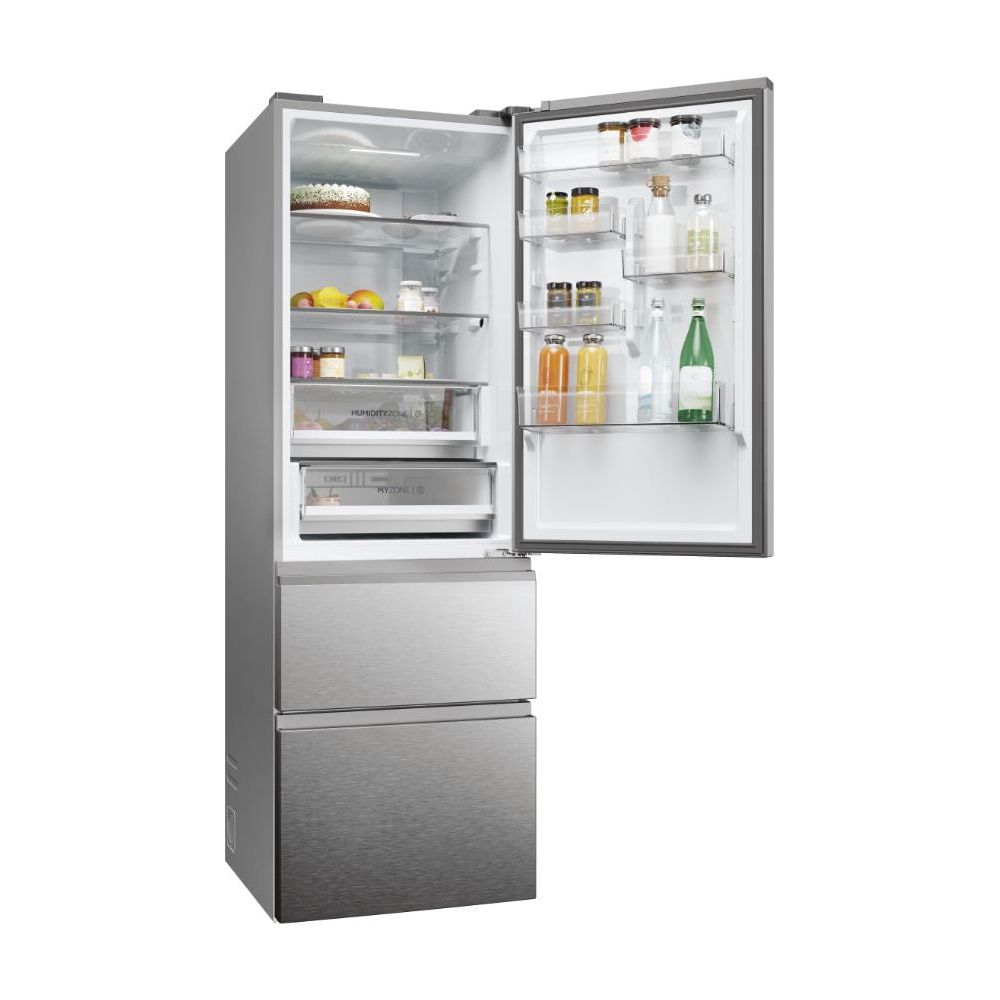 Haier 3D 60 Series 5 360L Freestanding Fridge Freezer - Silver | HTW5618ENMG from Haier - DID Electrical