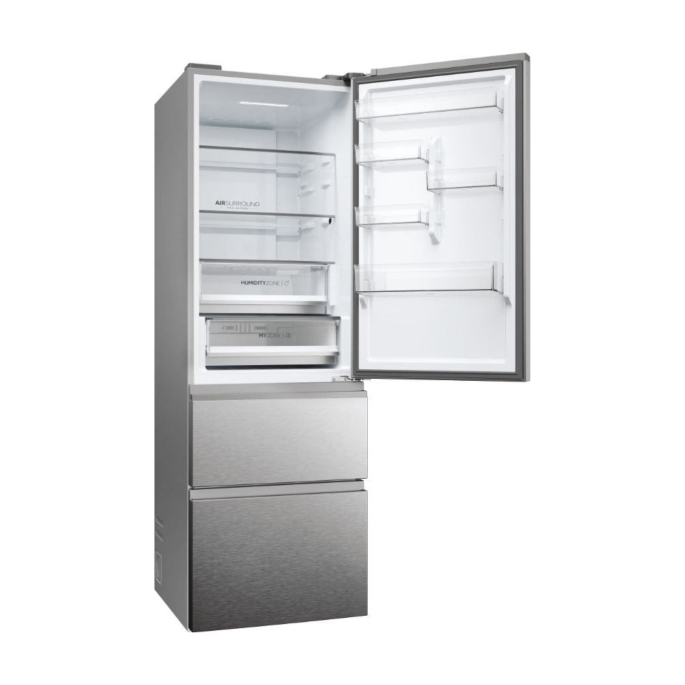 Haier 3D 60 Series 5 360L Freestanding Fridge Freezer - Silver | HTW5618ENMG from Haier - DID Electrical