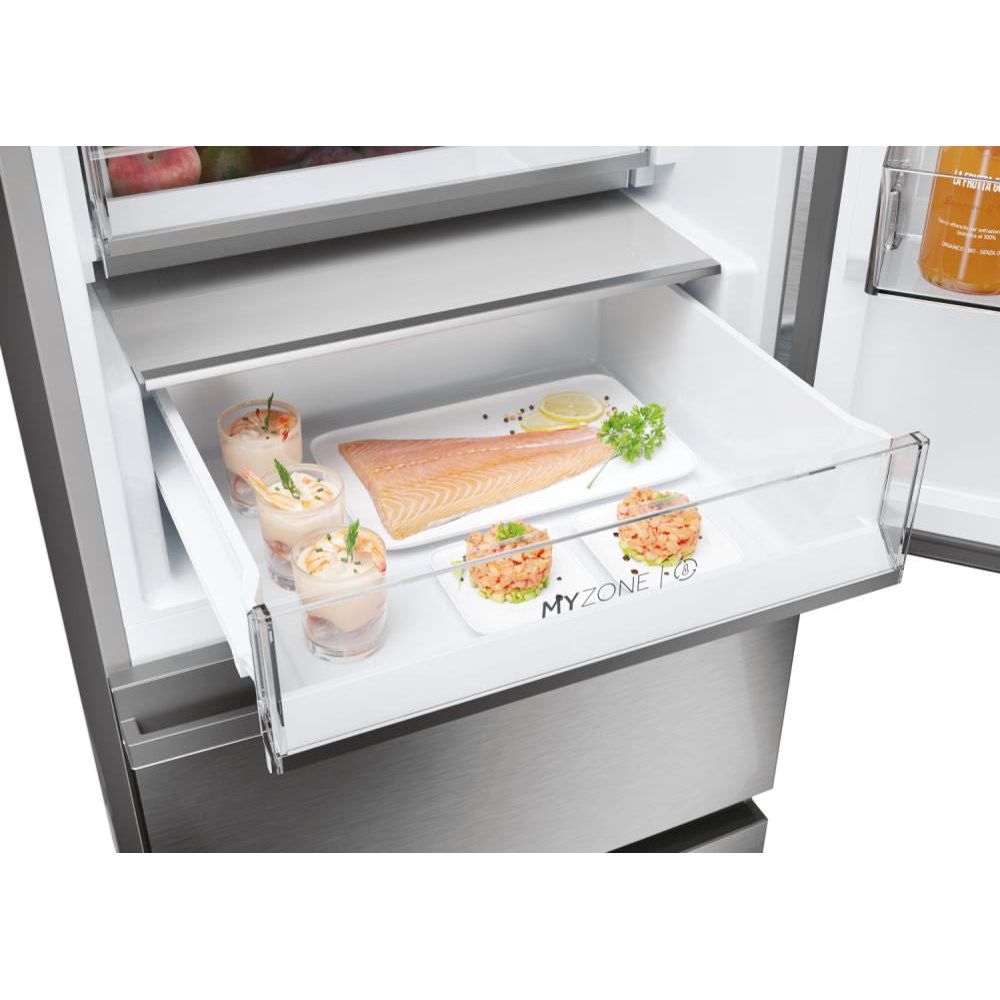 Haier 3D 60 Series 5 360L Freestanding Fridge Freezer - Silver | HTW5618ENMG from Haier - DID Electrical