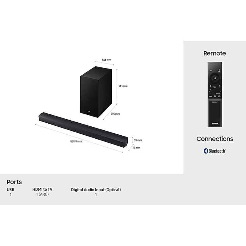 Samsung B450F B-Series 2.1CH Soundbar with Subwoofer | HW-B450F/XU from Samsung - DID Electrical