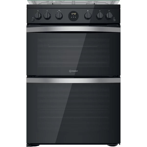Indesit 60CM Double Oven Built-In Gas Cooker - Black | ID67G0MCB/UK from Indesit - DID Electrical