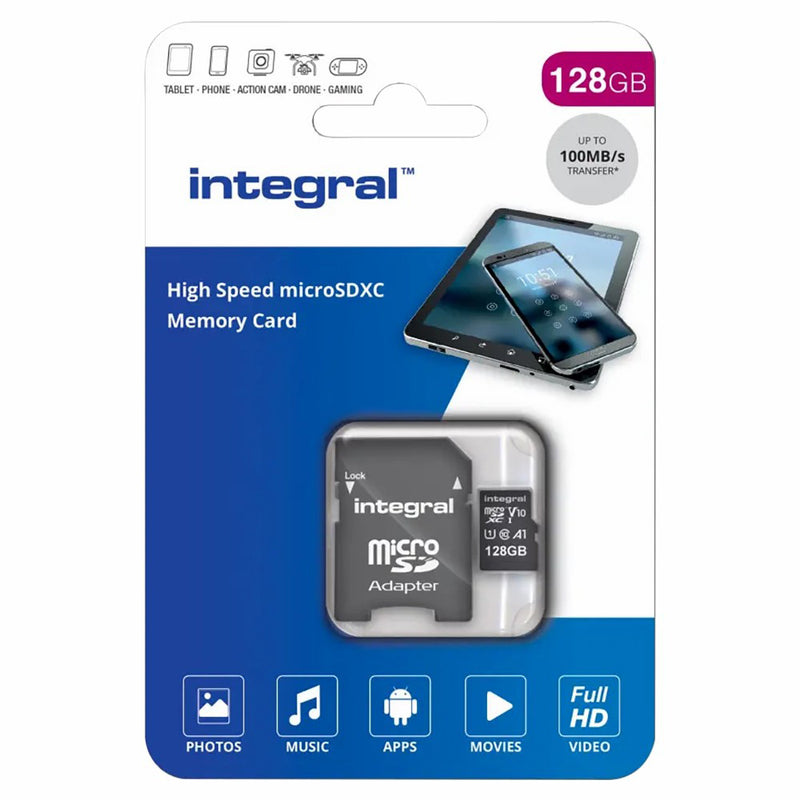 Integral V10 UHS-I U3 High Speed 128GB Memory Card - Black | INMSDX128G-100V10 from Integral - DID Electrical