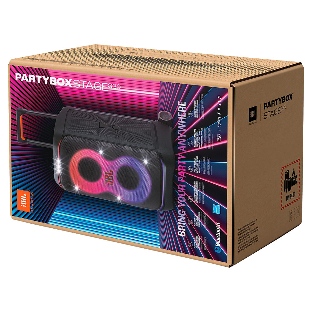 JBL PartyBox Stage 320 Portable Bluetooth Party Speaker - Black | JBLPBSTAGE320UK from JBL - DID Electrical