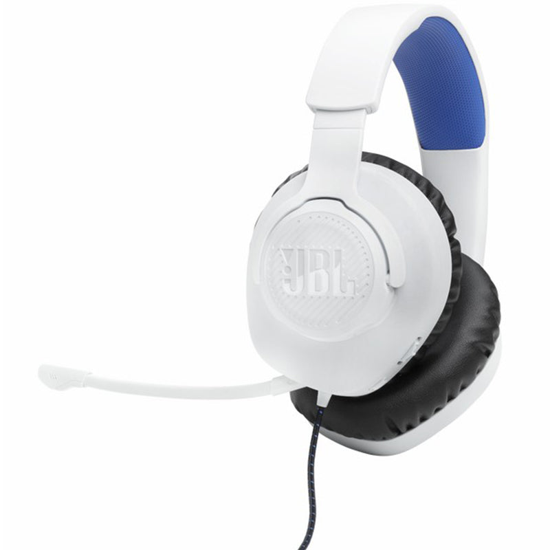 JBL Quantum 100P 40mm Driver Over-Ear Wired Gaming Headset - White & Blue | JBLQ100PWHTBLU from JBL - DID Electrical