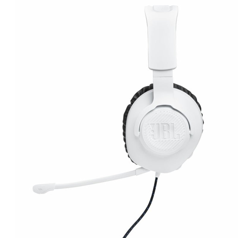 JBL Quantum 100P 40mm Driver Over-Ear Wired Gaming Headset - White & Blue | JBLQ100PWHTBLU from JBL - DID Electrical