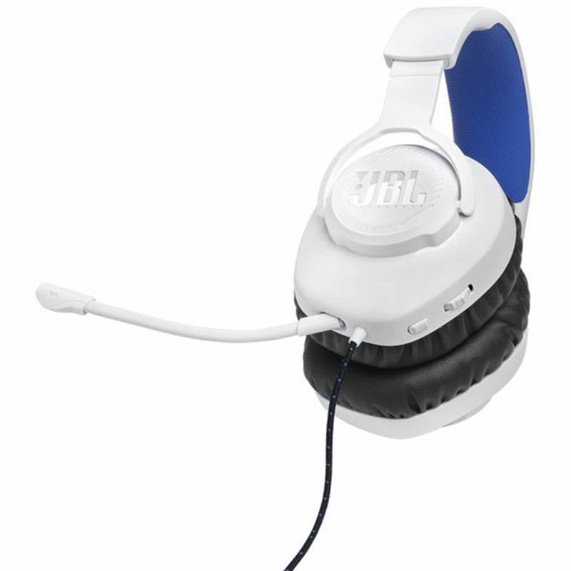 JBL Quantum 100P 40mm Driver Over-Ear Wired Gaming Headset - White & Blue | JBLQ100PWHTBLU from JBL - DID Electrical