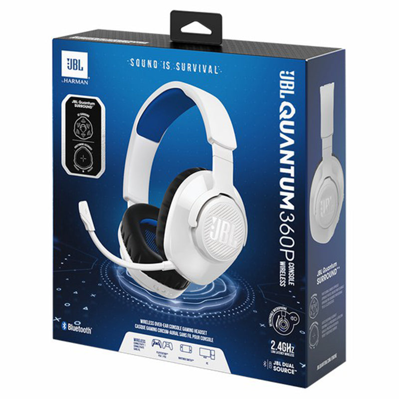 JBL Quantum 360P 40mm Driver Console Wireless Gaming Headset - White&Blue | JBLQ360PWLWHTBLU from JBL - DID Electrical