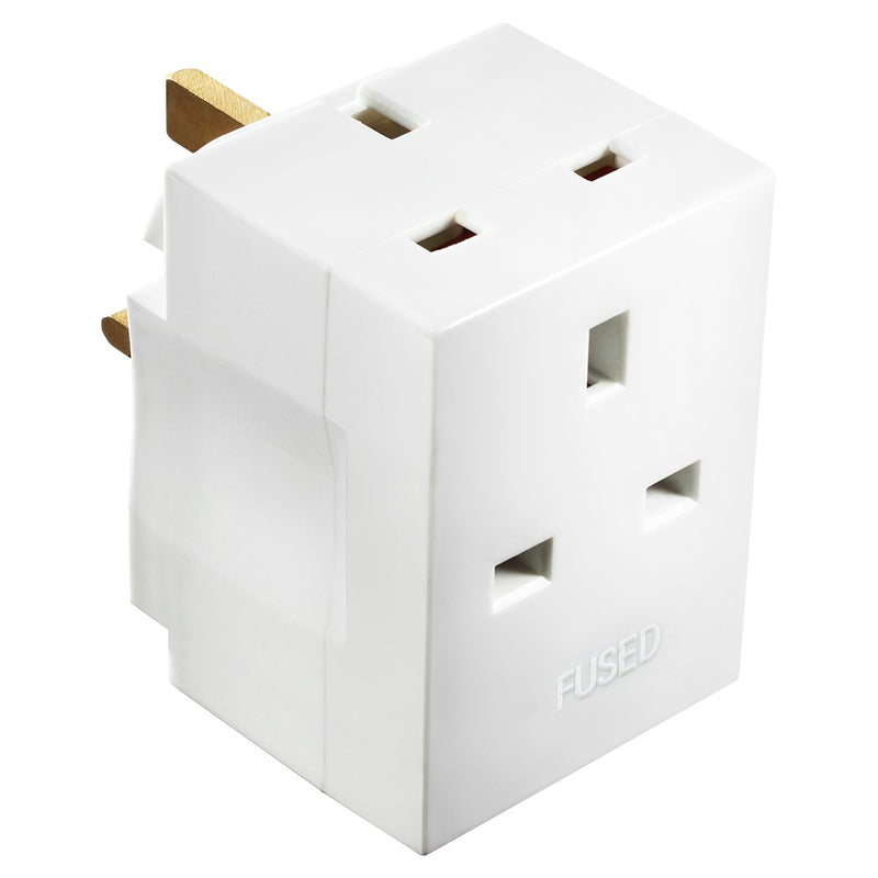 Masterplug 3 Socket Adaptor - White | MSF3/NK-MS from Masterplug - DID Electrical