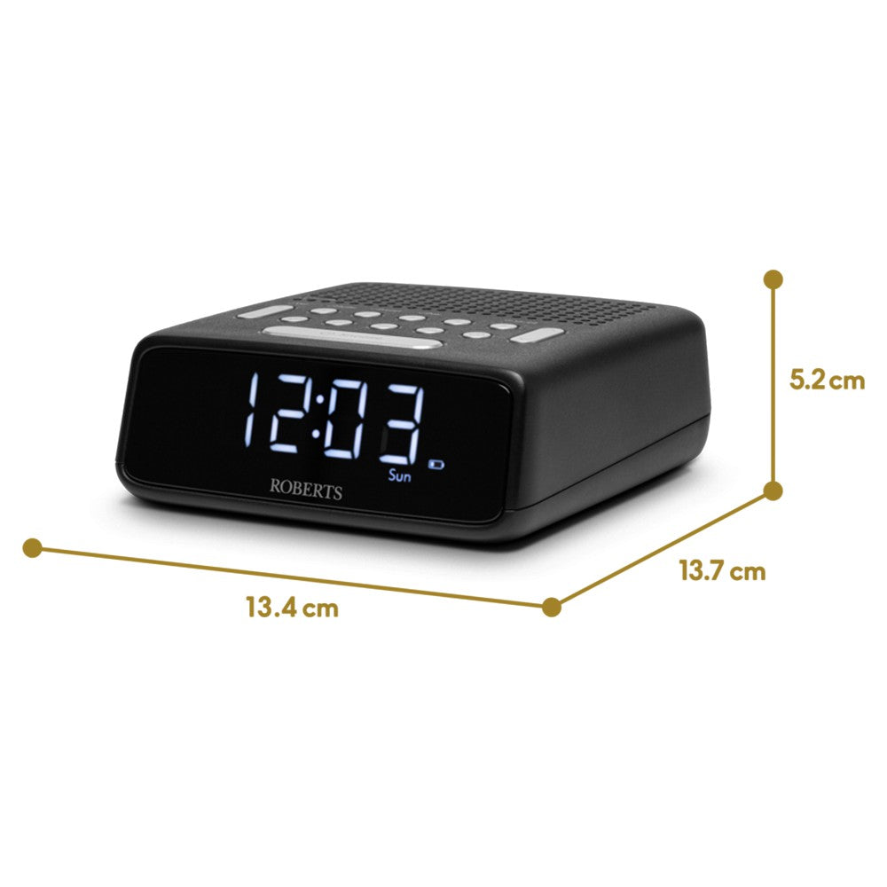 Roberts Ortus Alarm Clock Radio with LED Display - Black | ORTUSFMBK from Roberts - DID Electrical