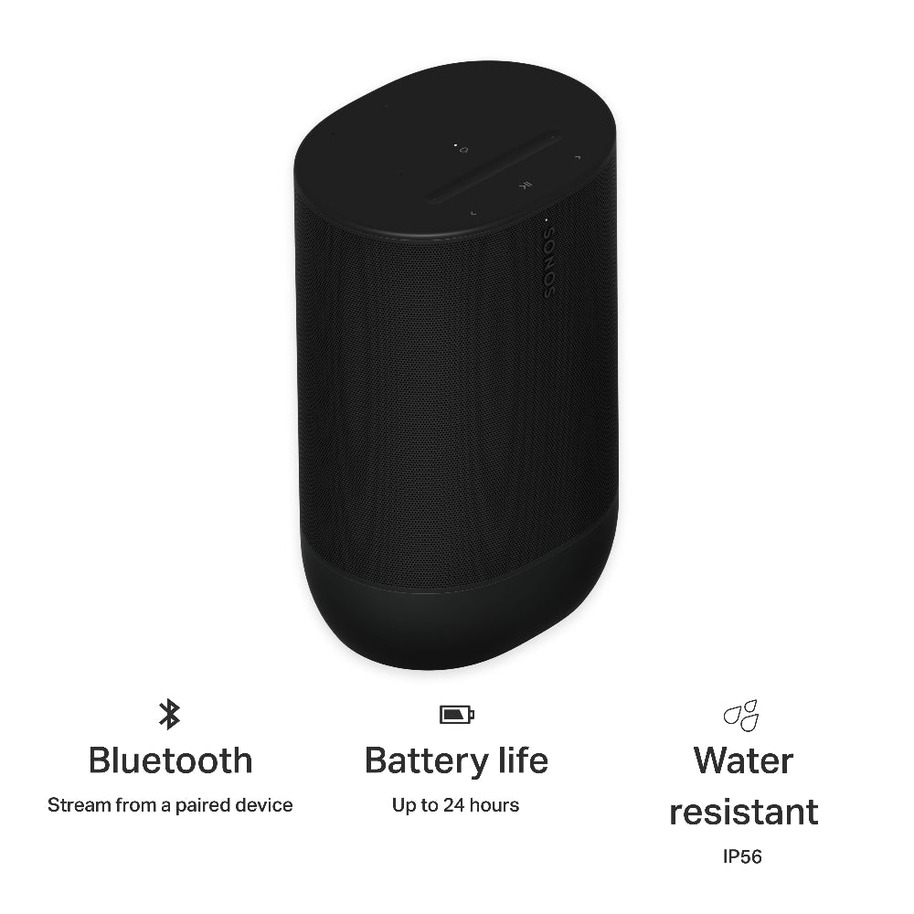 Sonos Move 2 Portable Bluetooth Smart Speaker - Black | MOVE2UK1BLKR2 from Sonos - DID Electrical