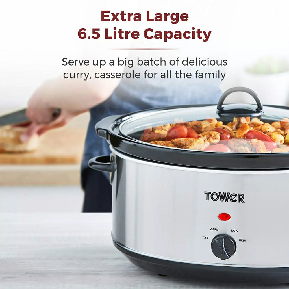 Tower 6.5L Slow Cooker - Stainless Steel | T16040Y from Tower - DID Electrical