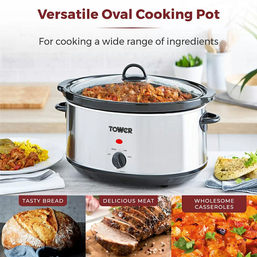 Tower 6.5L Slow Cooker - Stainless Steel | T16040Y from Tower - DID Electrical