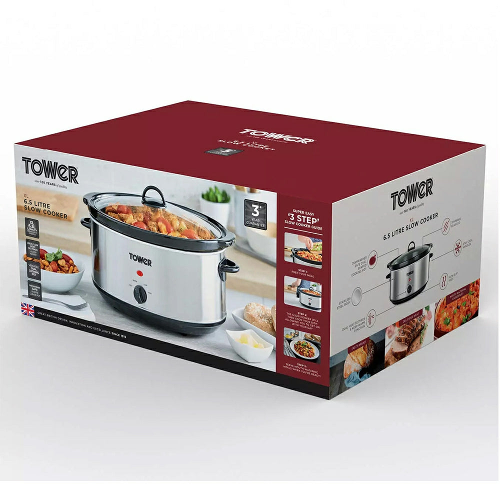 Tower 6.5L Slow Cooker - Stainless Steel | T16040Y from Tower - DID Electrical