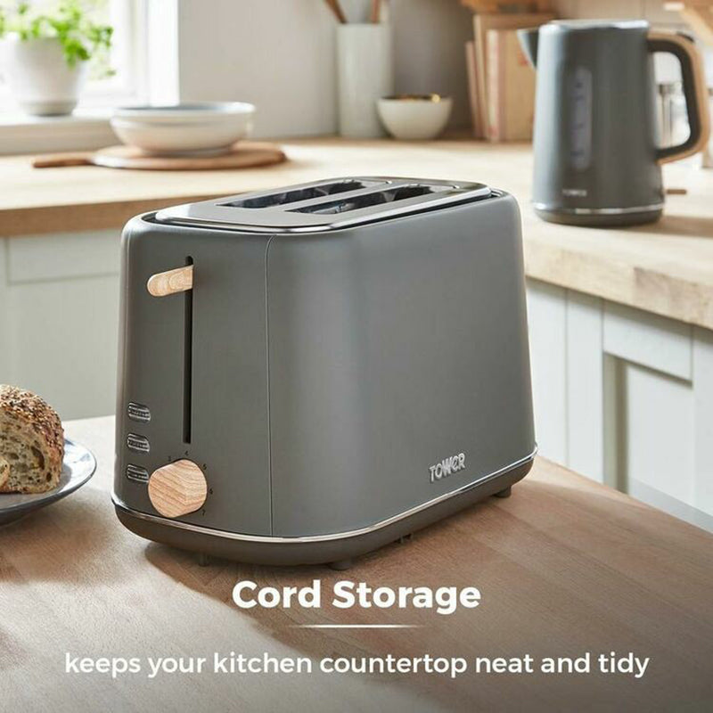 Tower Scandi 800W 2 Slice Toaster - Grey | T20027G from Tower - DID Electrical
