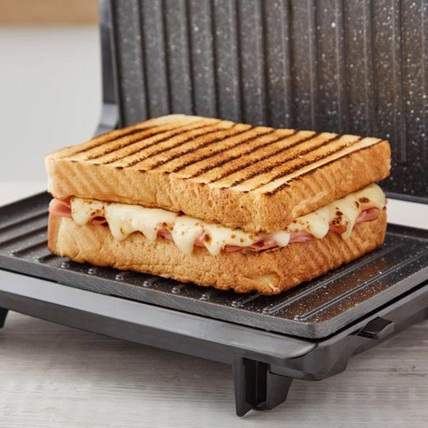 Tower 750W 3 Portion Health Grill & Panini Press with Non-stick Cerastone Coating - Stainless Steel | T27038 from Tower - DID Electrical