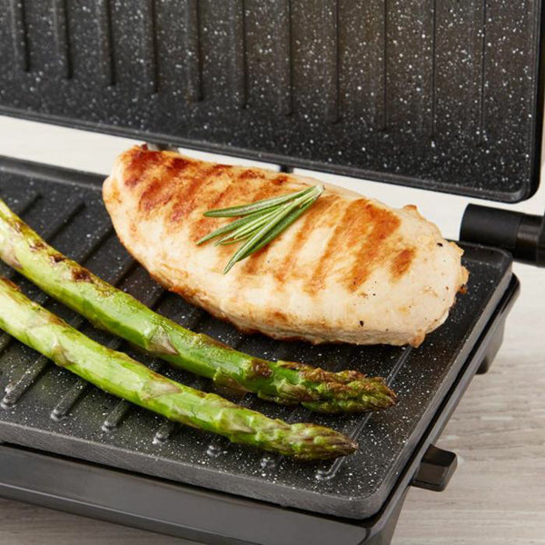 Tower 750W 3 Portion Health Grill & Panini Press with Non-stick Cerastone Coating - Stainless Steel | T27038 from Tower - DID Electrical