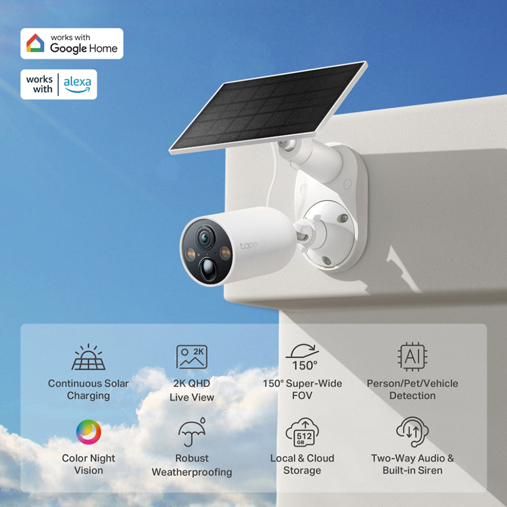 Tapo 2K Solar Powered Security Camera Kit - White | TAPO C425 KIT from Tapo - DID Electrical