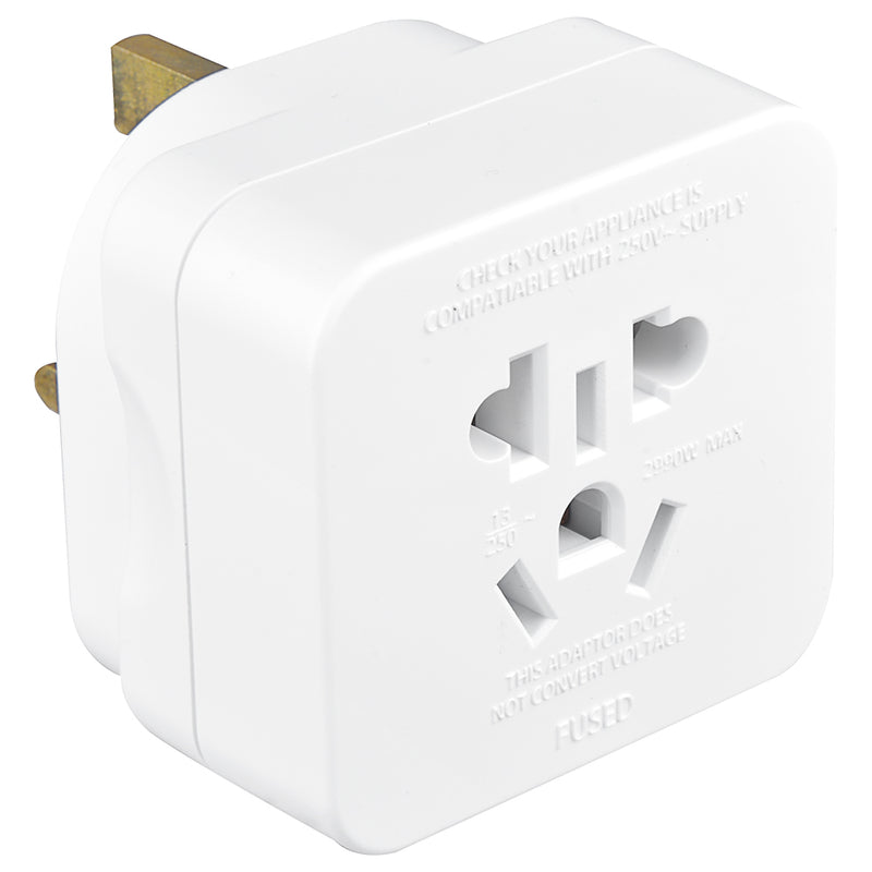 Masterplug UK Travel Adaptor - White | TAVUK-MP from Masterplug - DID Electrical