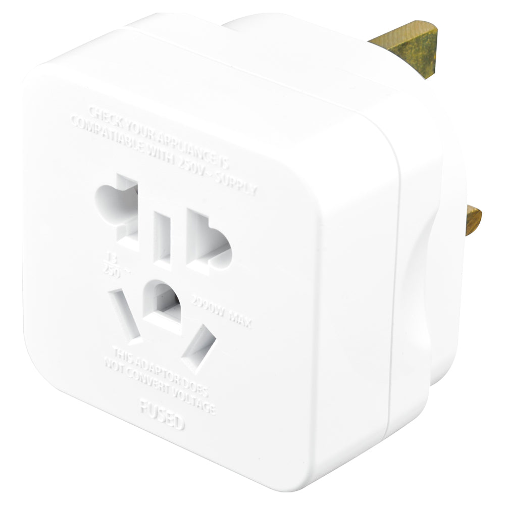 Masterplug UK Travel Adaptor - White | TAVUK-MP from Masterplug - DID Electrical