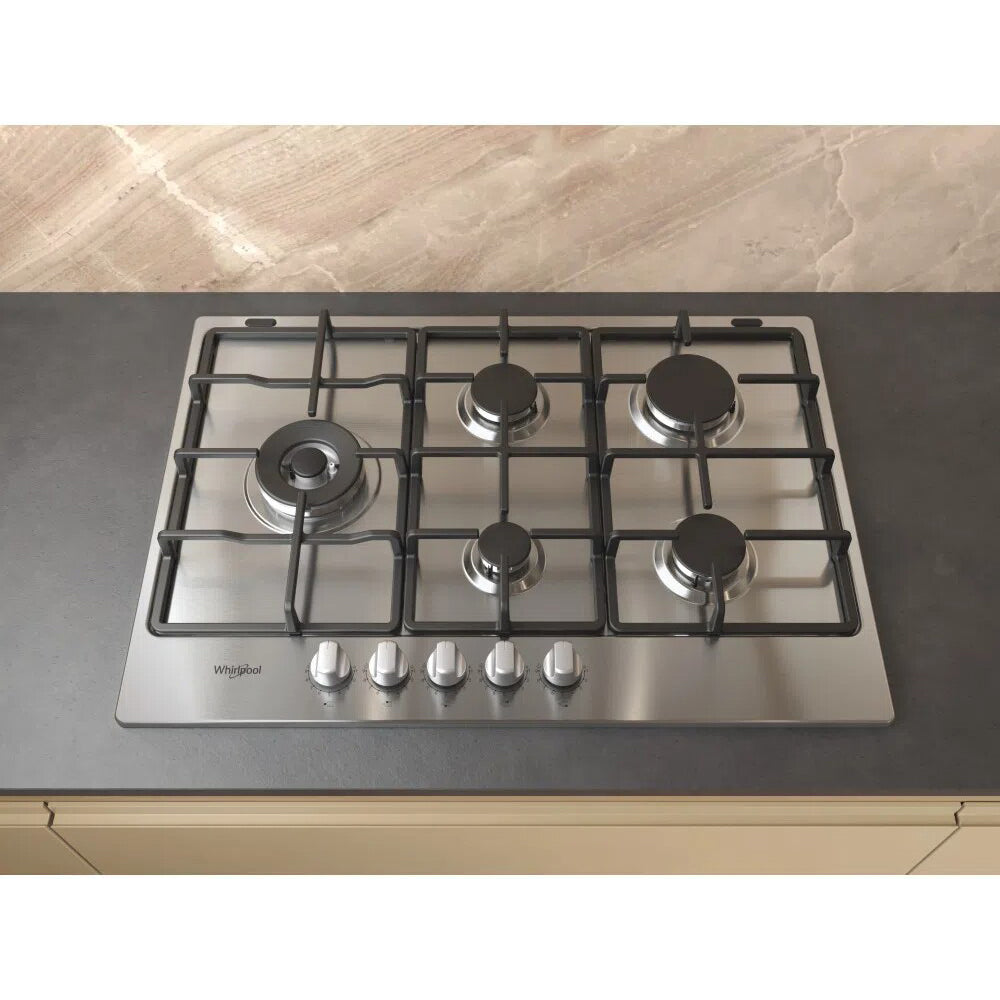 Whirlpool 5 Zone Built-In Gas Hob - Stainless Steel | TGML 761 IX R from Whirlpool - DID Electrical