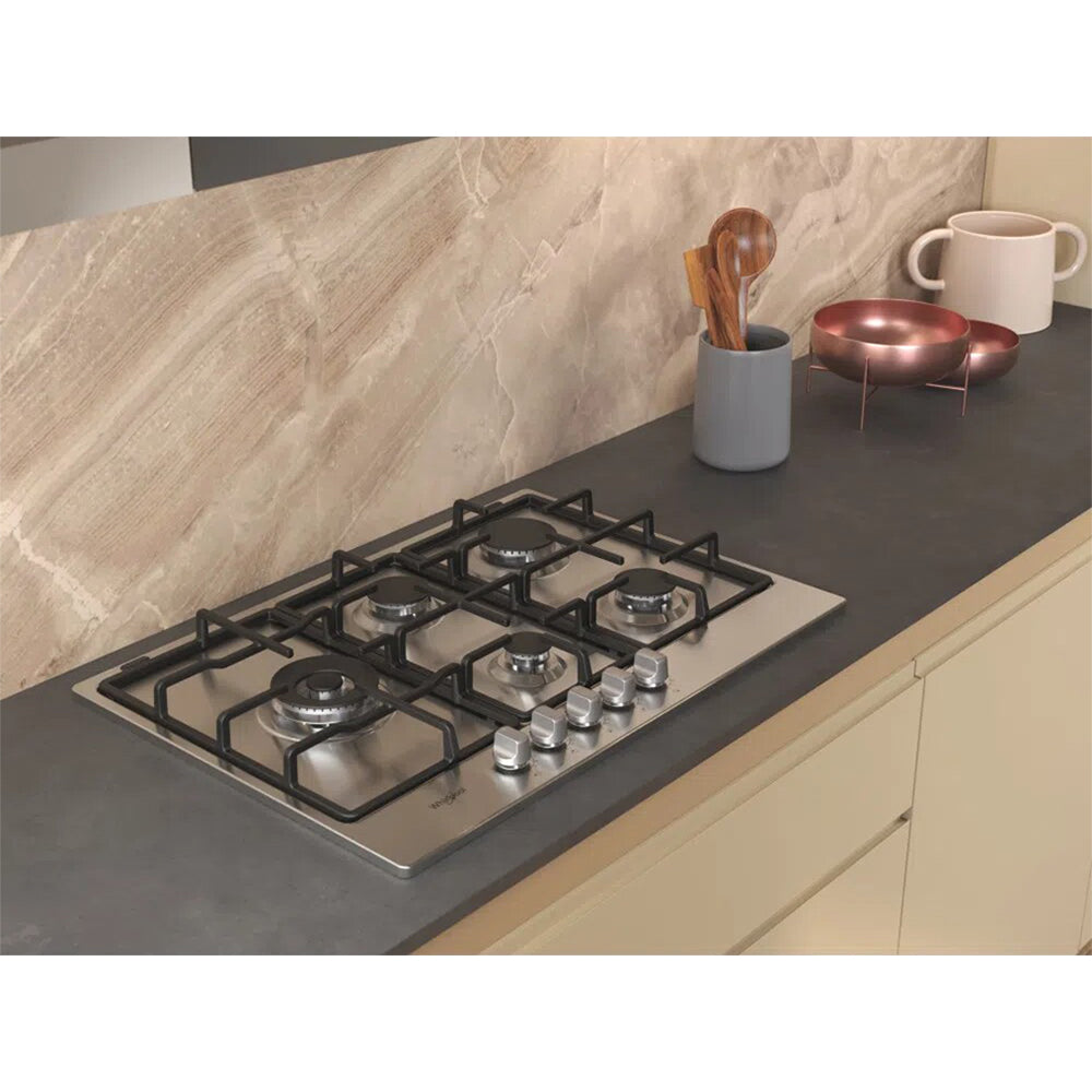 Whirlpool 5 Zone Built-In Gas Hob - Stainless Steel | TGML 761 IX R from Whirlpool - DID Electrical