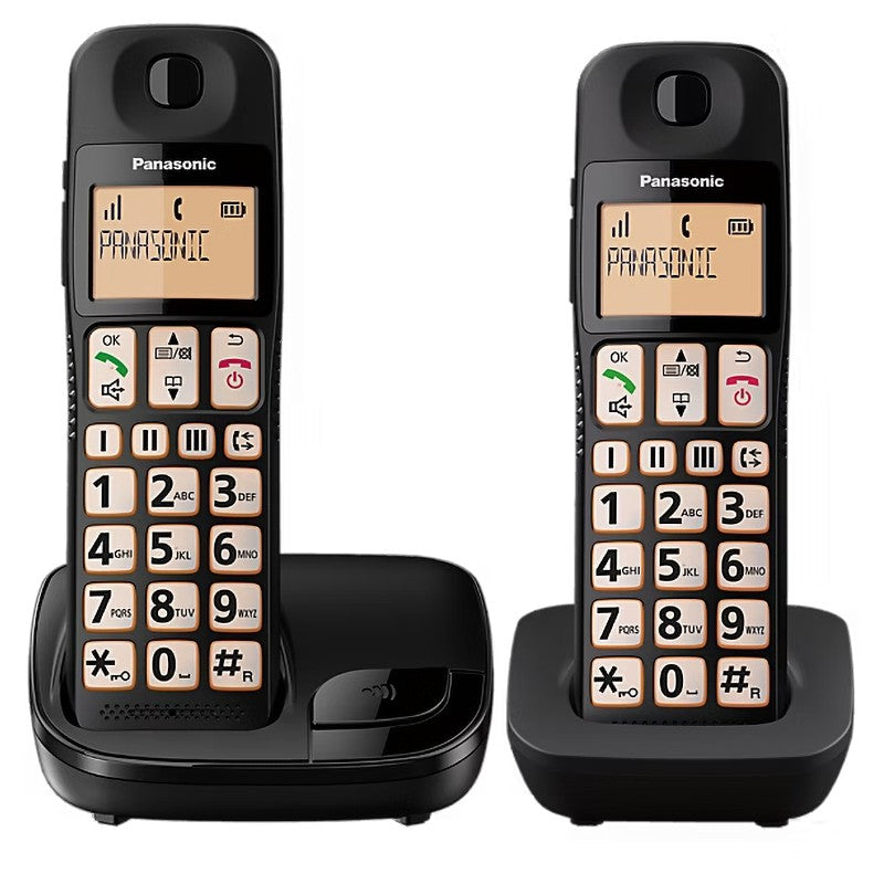 Panasonic KX-TGE112EB Twin Big Button Cordless Dect Phone - Black | TLP112T from Panasonic - DID Electrical