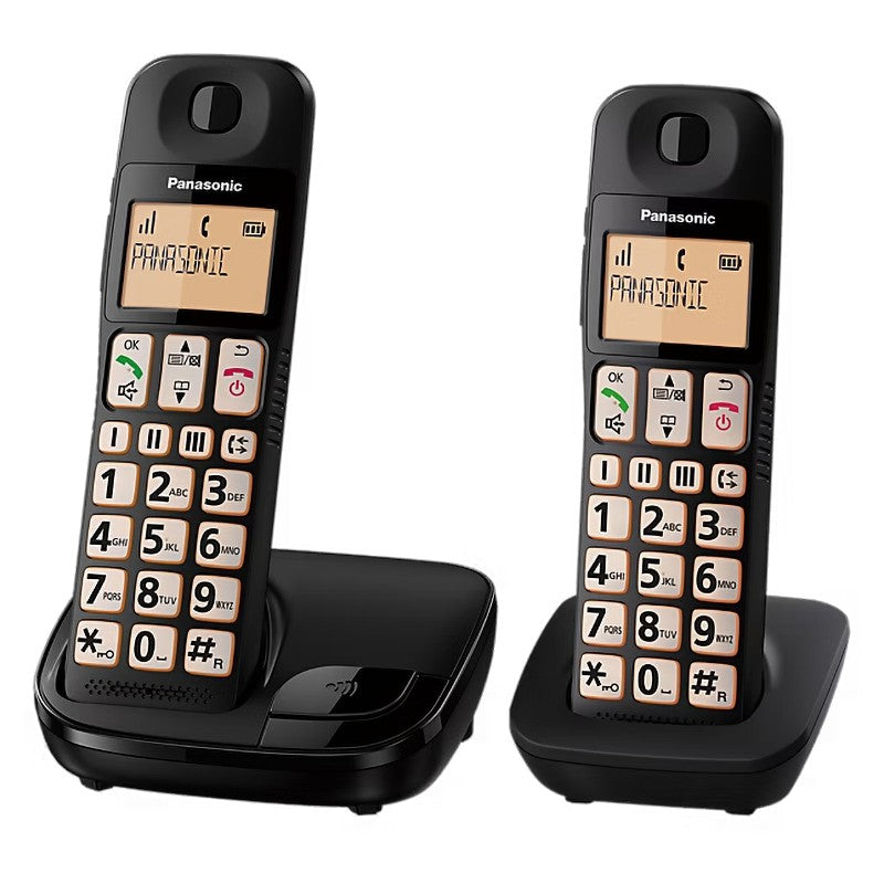 Panasonic KX-TGE112EB Twin Big Button Cordless Dect Phone - Black | TLP112T from Panasonic - DID Electrical