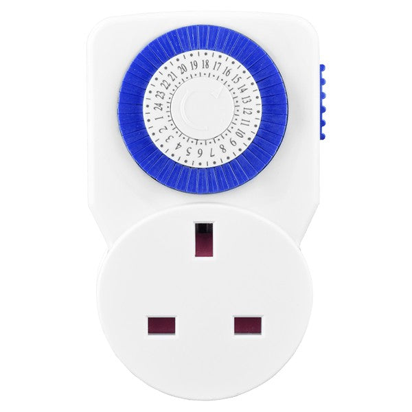 Masterplug 24 Hours Mechanical Timer Adaptor - White | TMS24-MP from Masterplug - DID Electrical