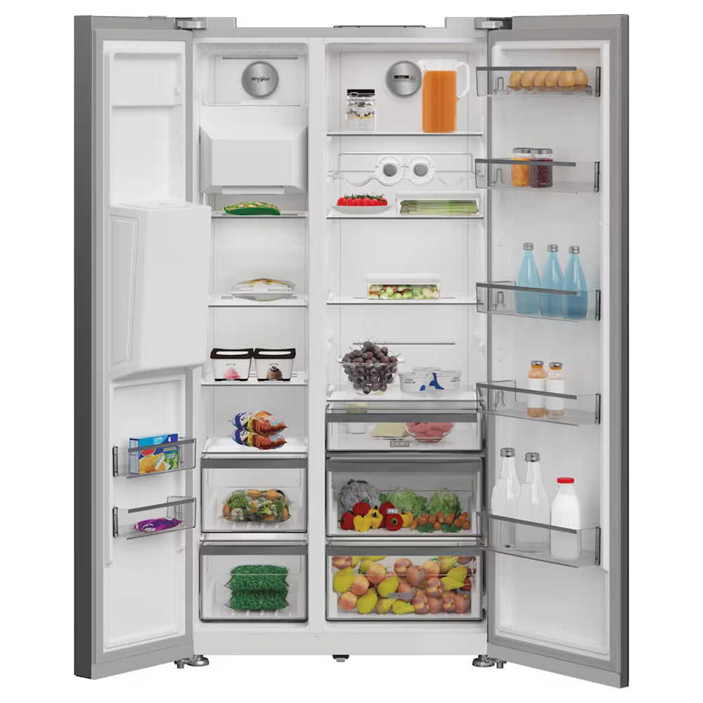 Whirlpool 578L Frost Free American Fridge Freezer - Pearl Inox | WHG26573WX4UK from Whirlpool - DID Electrical