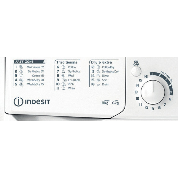 Indesit 8/6KG 1351 Spin Freestanding Washer Dryer - White | EWDE861483W from Indesit - DID Electrical