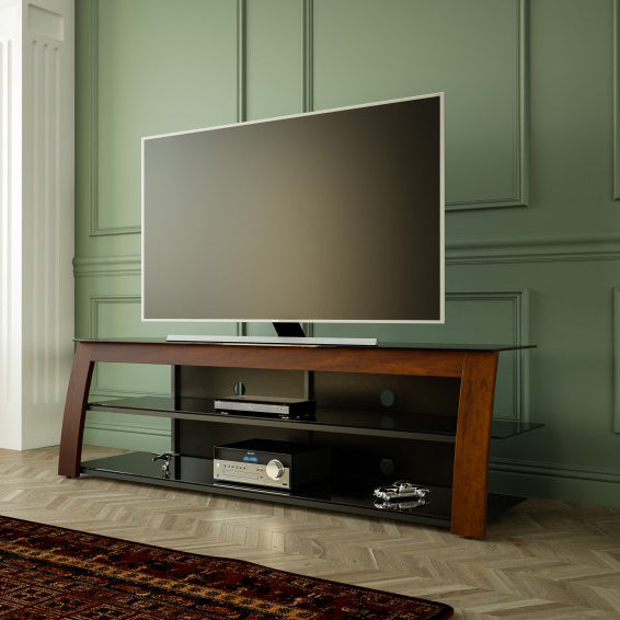 AVF Kivu 1.8M TV Stand - Walnut & Black Glass | FS1800KIVW from AVF - DID Electrical