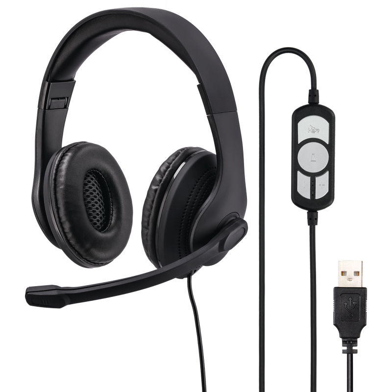 Hama HS-USB300 Over-Ear PC Office Stereo Headset - Black | 419682 from Hama - DID Electrical