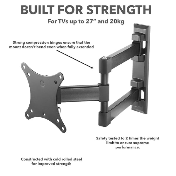 iTech Full Motion Double Arm Bracket for 13" to 27" TVs Black DID.ie