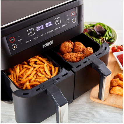 Tower Vortx 2400W 8L Dual Basket Air Fryer - Black | T17097 from Tower - DID Electrical