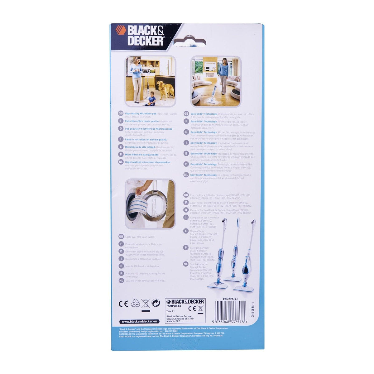 Black & Decker AutoSelect Steam Mop 2 x Replacement Pads - White | FSMP20-XJ from DID Electrical - guaranteed Irish, guaranteed quality service. (6890772857020)