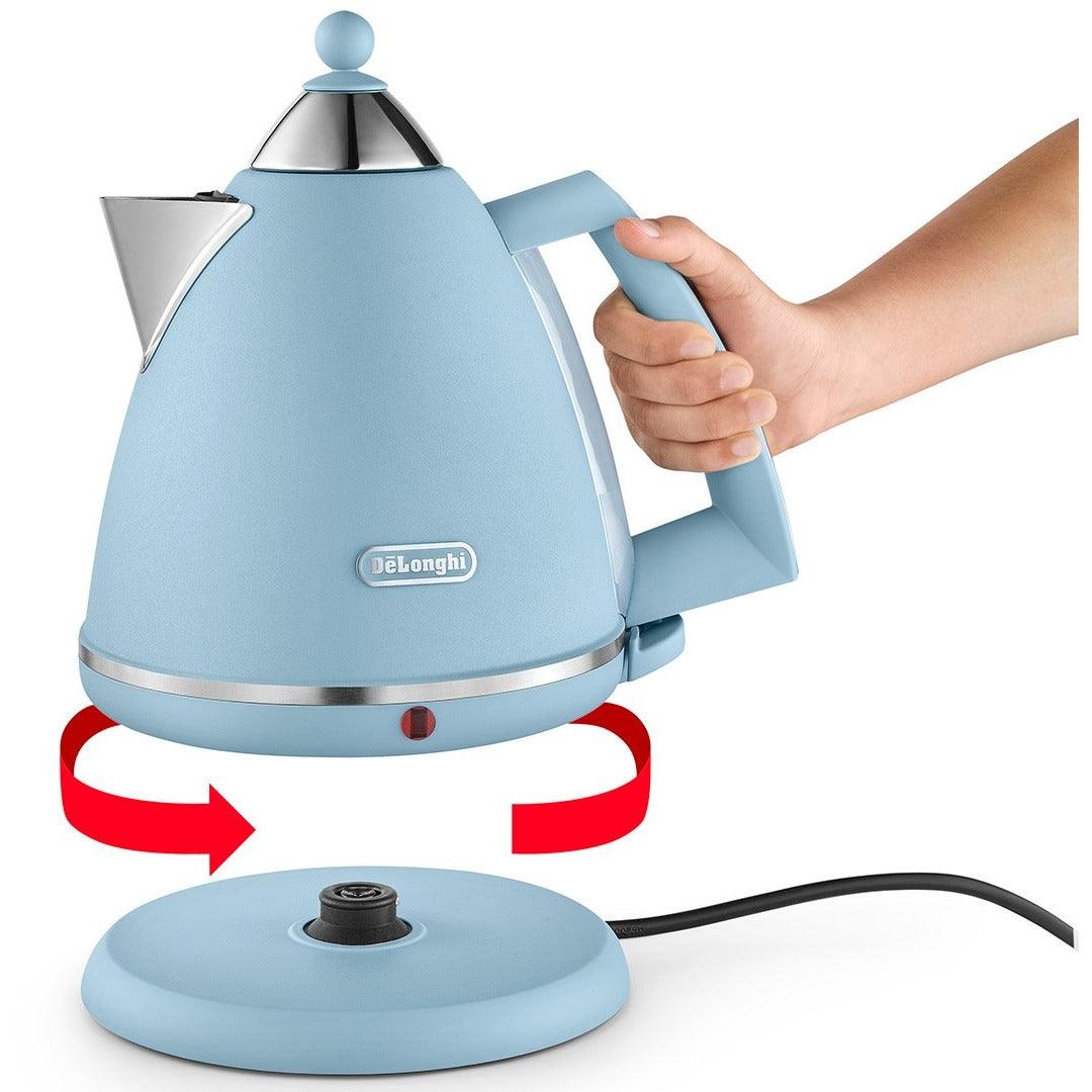 DeLonghi Argento Flora 1.7L Kettle - Blue | KBX3016.AZ from DID Electrical - guaranteed Irish, guaranteed quality service. (6890772168892)