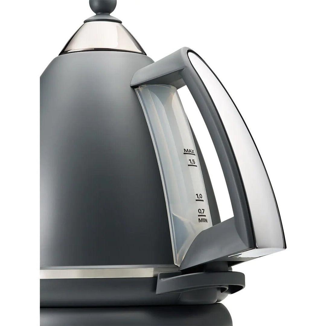 DeLonghi Argento Silva 1.7L 3000W Jug Kettle - Grey | KBX3016.GY from DID Electrical - guaranteed Irish, guaranteed quality service. (6977506738364)