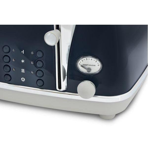 DeLonghi Icona 1800W 4 Slice Toaster - Blue | CTOC4003.BL from DID Electrical - guaranteed Irish, guaranteed quality service. (6890804248764)