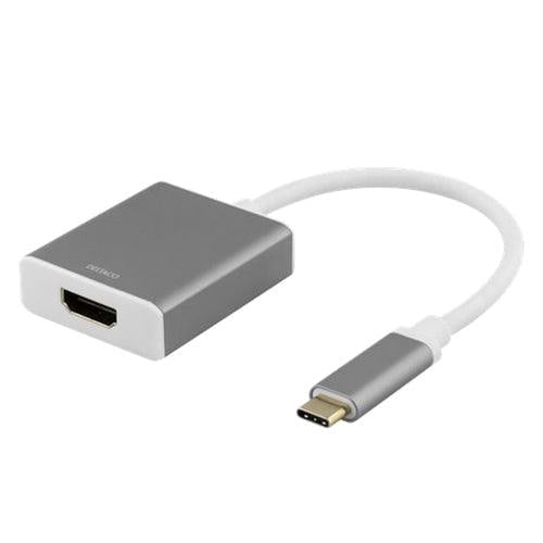 Deltaco 0.2m USB-C to HDMI Adapter Grey