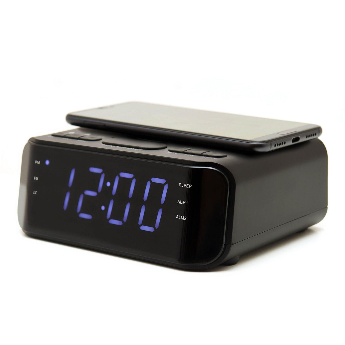 Groov-E FM Alarm Clock Radio with USB & Wireless Charging - Black | GVWC06BK from DID Electrical - guaranteed Irish, guaranteed quality service. (6977634009276)