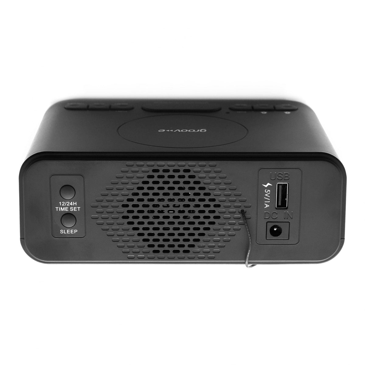 Groov-E FM Alarm Clock Radio with USB & Wireless Charging - Black | GVWC06BK from DID Electrical - guaranteed Irish, guaranteed quality service. (6977634009276)