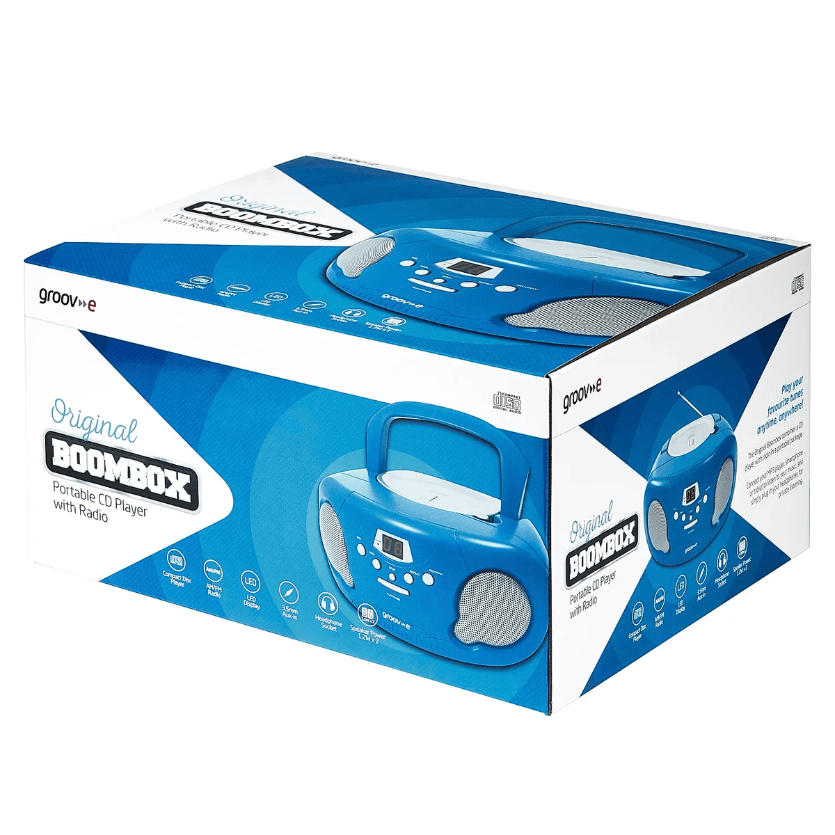 Groov-e Portable CD Player with Radio - Blue | GVPS733BE (7517091561660)
