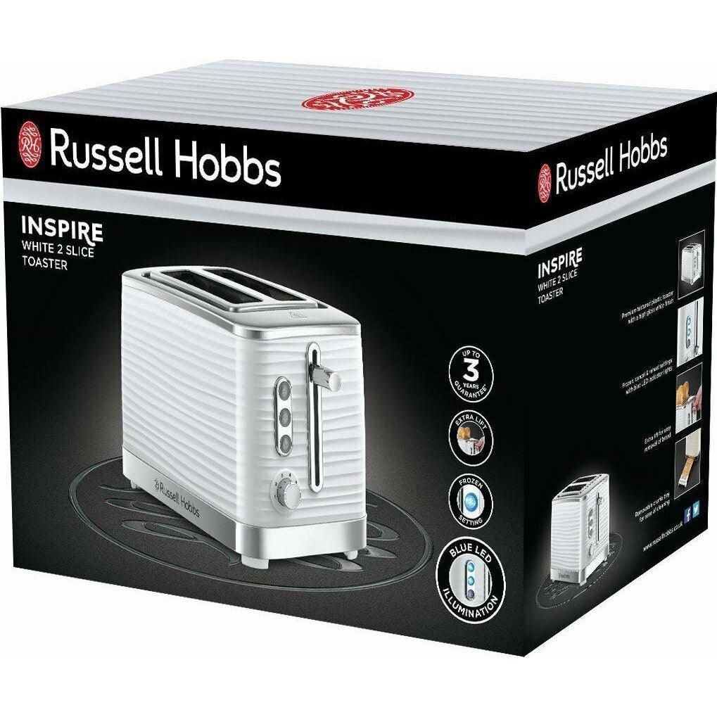Russell Hobbs Inspire 2 Slice Toaster - White | 24370 from DID Electrical - guaranteed Irish, guaranteed quality service. (6890839048380)
